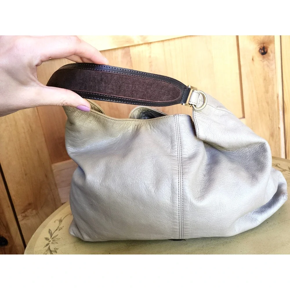 1 Metre Carre 100% Leather‎ Gray Beige Slouchy Handbag Quiet Luxury Minimalist